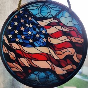 Acrylic Vibrant American Flag  Suncatcher 8"x8"